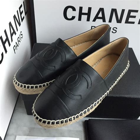 black leather chanel espadrilles replica|chanel espadrilles beige and black.